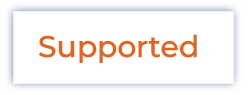 A white rectangular button with the word Supported in bold orange text centered on it.