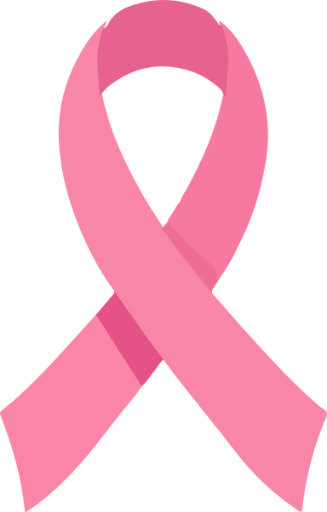 A pink ribbon looped into a shape, symbolizing breast cancer awareness and support for those affected by the disease. Perfect for promoting a Girls’ Night Out Event on a plain, light background.